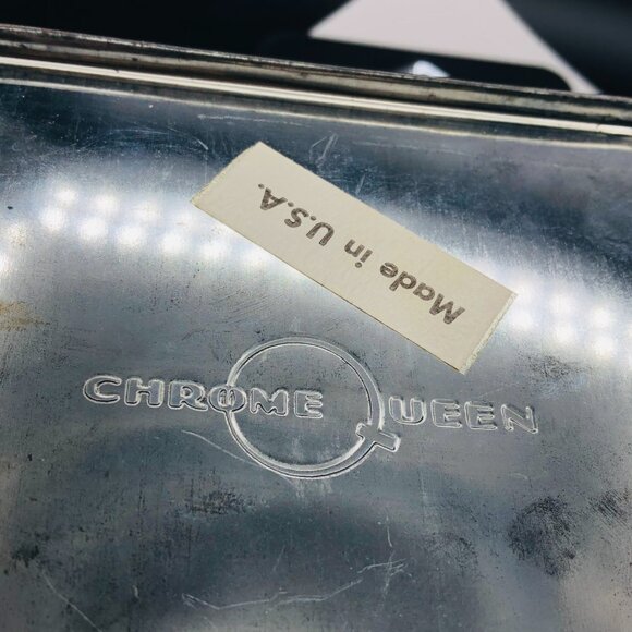 Vintage CHROME QUEEN Rectangular Faux Wood FLOUR Tin Canister Container - Picture 9 of 12